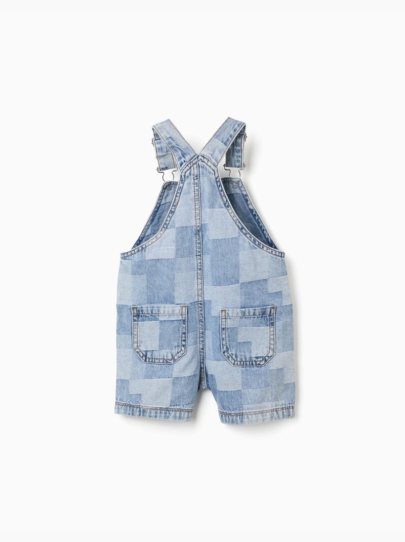Salopette denim con motivo a quadri Blu chiaro - Kiabi