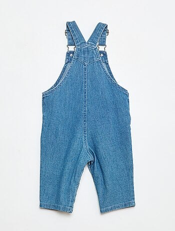 Salopette dritta in jeans a coste