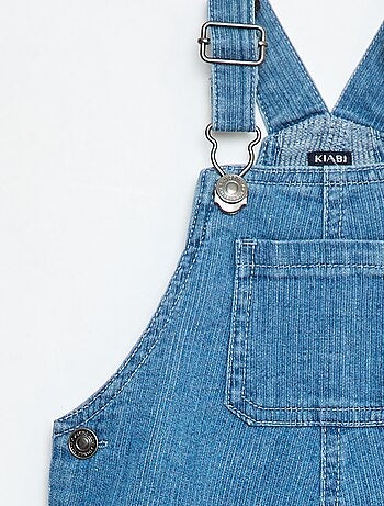 Salopette dritta in jeans a coste