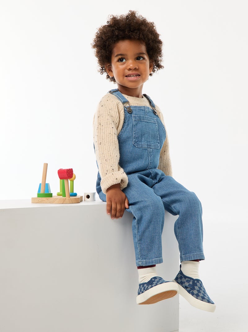 Salopette dritta in jeans a coste Blu - Kiabi