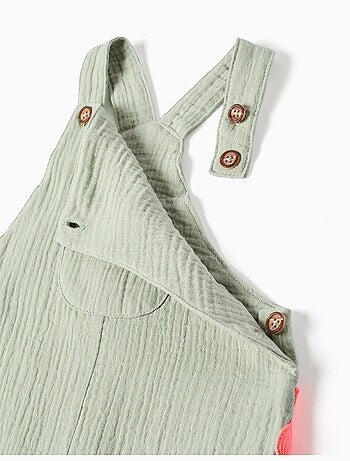 Salopette in cotone con bordo ric rac