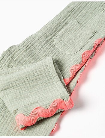 Salopette in cotone con bordo ric rac