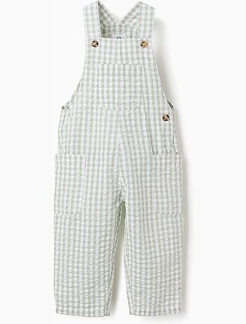 Salopette in cotone con motivo vichy b&s