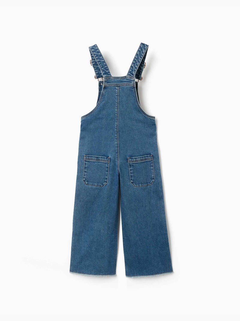 Salopette in denim a a gamba larga con orli sfrangiati Blu Blu - Kiabi