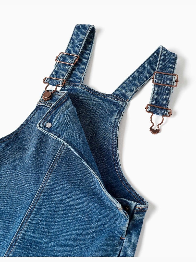 Salopette in denim a a gamba larga con orli sfrangiati Blu Blu - Kiabi