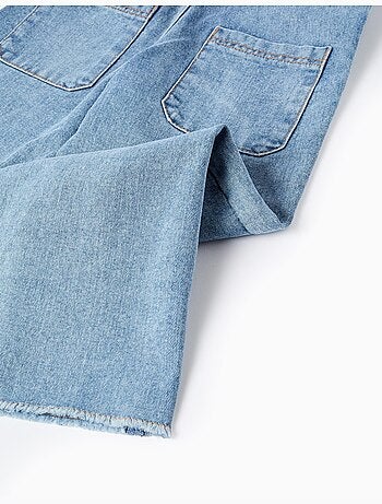 Salopette in denim a a gamba larga con orli sfrangiati