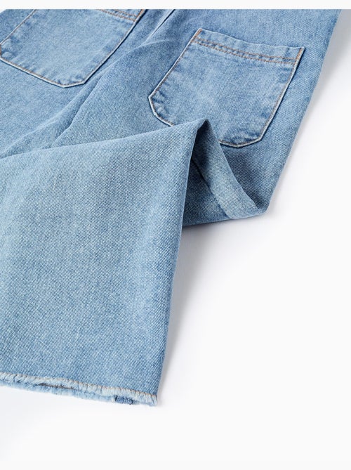 Salopette in denim a a gamba larga con orli sfrangiati - Kiabi