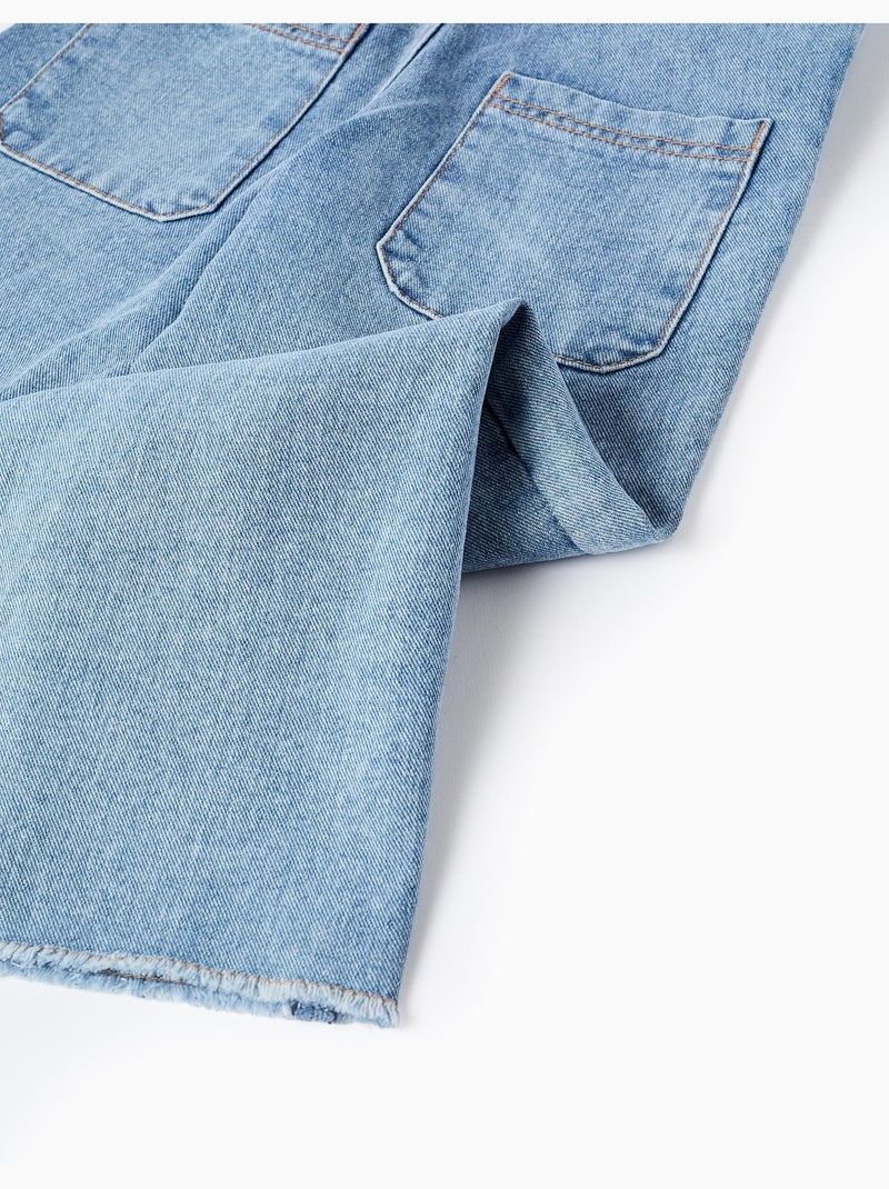 Salopette in denim a a gamba larga con orli sfrangiati Blu Blu - Kiabi