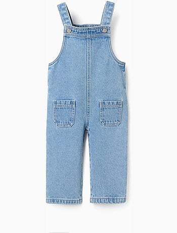 Salopette in denim a a gamba larga con tasche