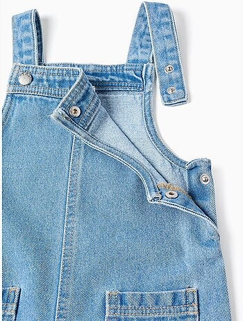 Salopette in denim a a gamba larga con tasche