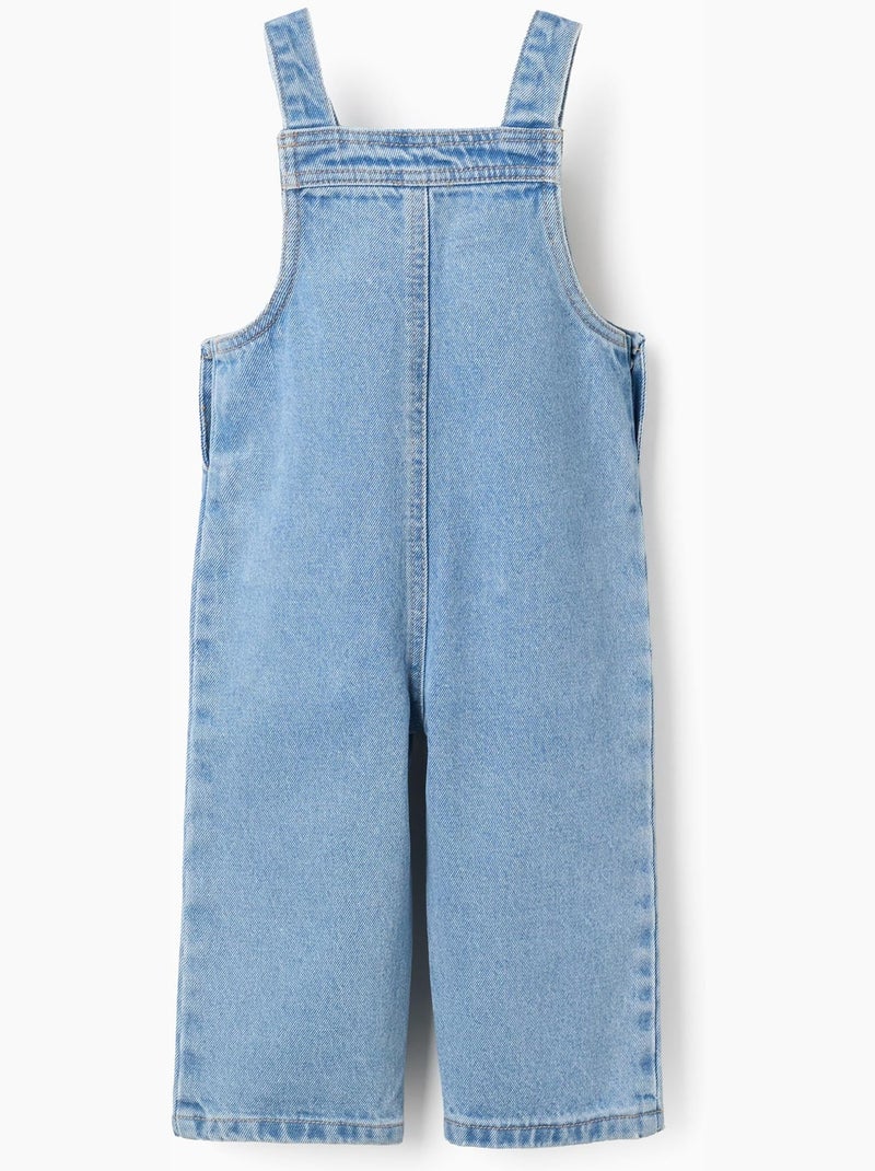 Salopette in denim a a gamba larga con tasche Blu chiaro - Kiabi