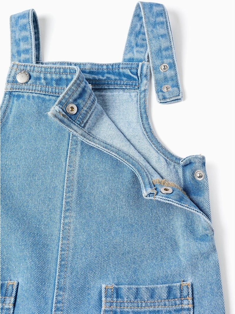Salopette in denim a a gamba larga con tasche Blu chiaro - Kiabi