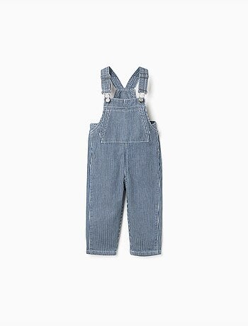 Salopette in denim a righe con tasche