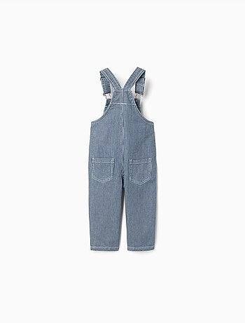 Salopette in denim a righe con tasche