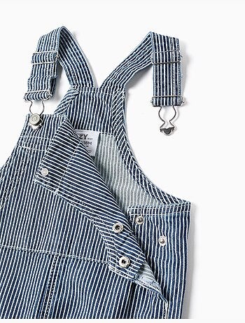 Salopette in denim a righe con tasche