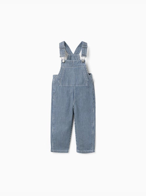 Salopette in denim a righe con tasche - Kiabi