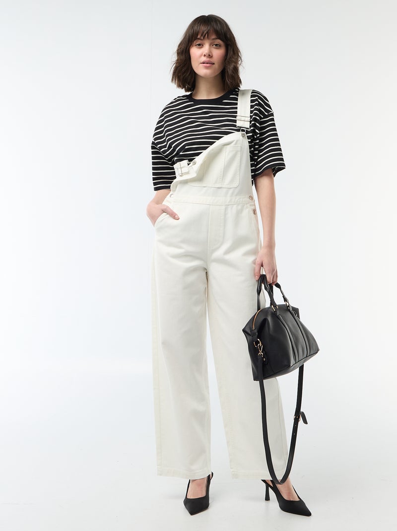 Salopette in denim con tasca frontale Bianco - Kiabi