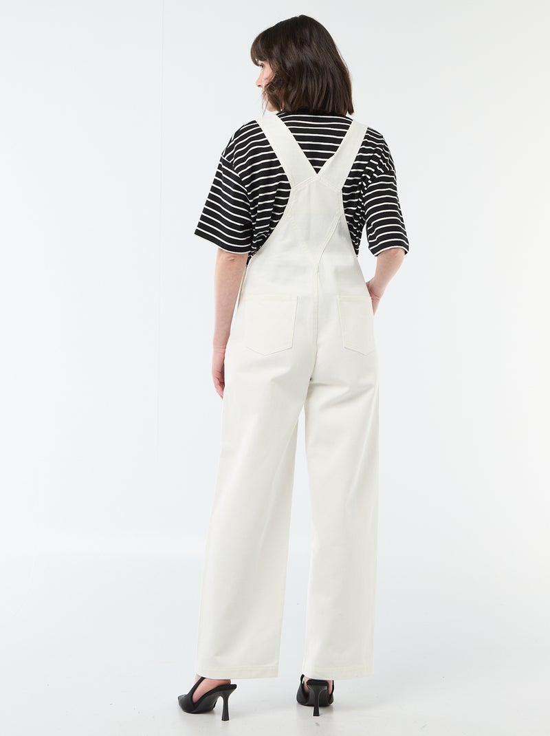 Salopette in denim con tasca frontale Bianco - Kiabi