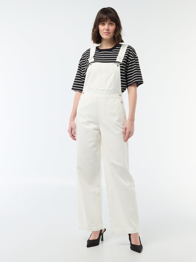 Salopette in denim con tasca frontale Bianco - Kiabi