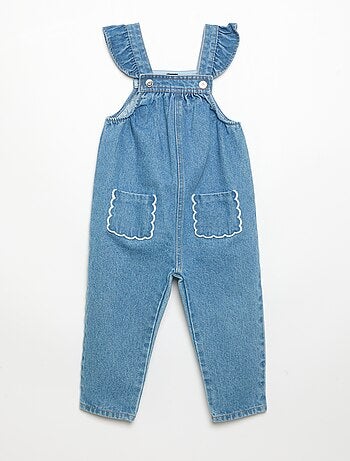 Salopette in denim con volant sulle spalline