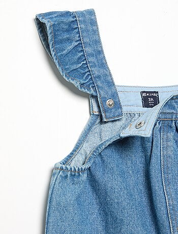 Salopette in denim con volant sulle spalline