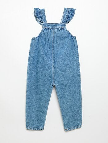 Salopette in denim con volant sulle spalline