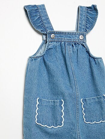 Salopette in denim con volant sulle spalline