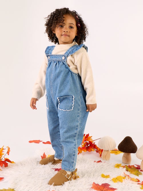 Salopette in denim con volant sulle spalline - Kiabi