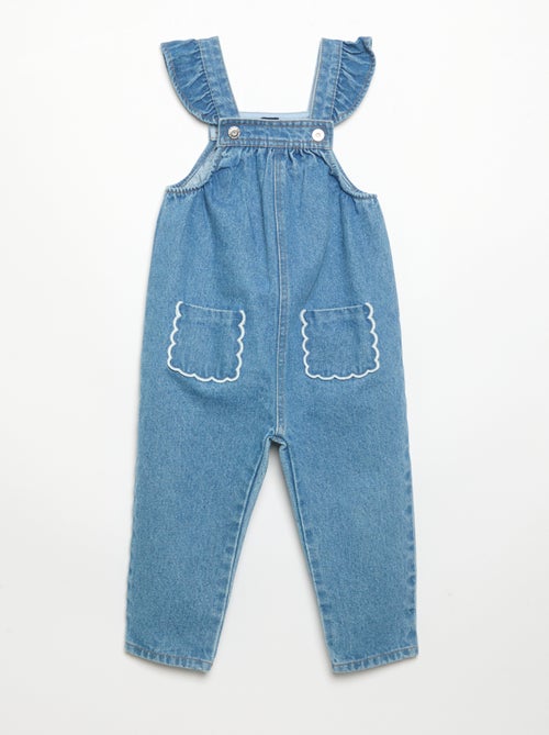 Salopette in denim con volant sulle spalline - Kiabi