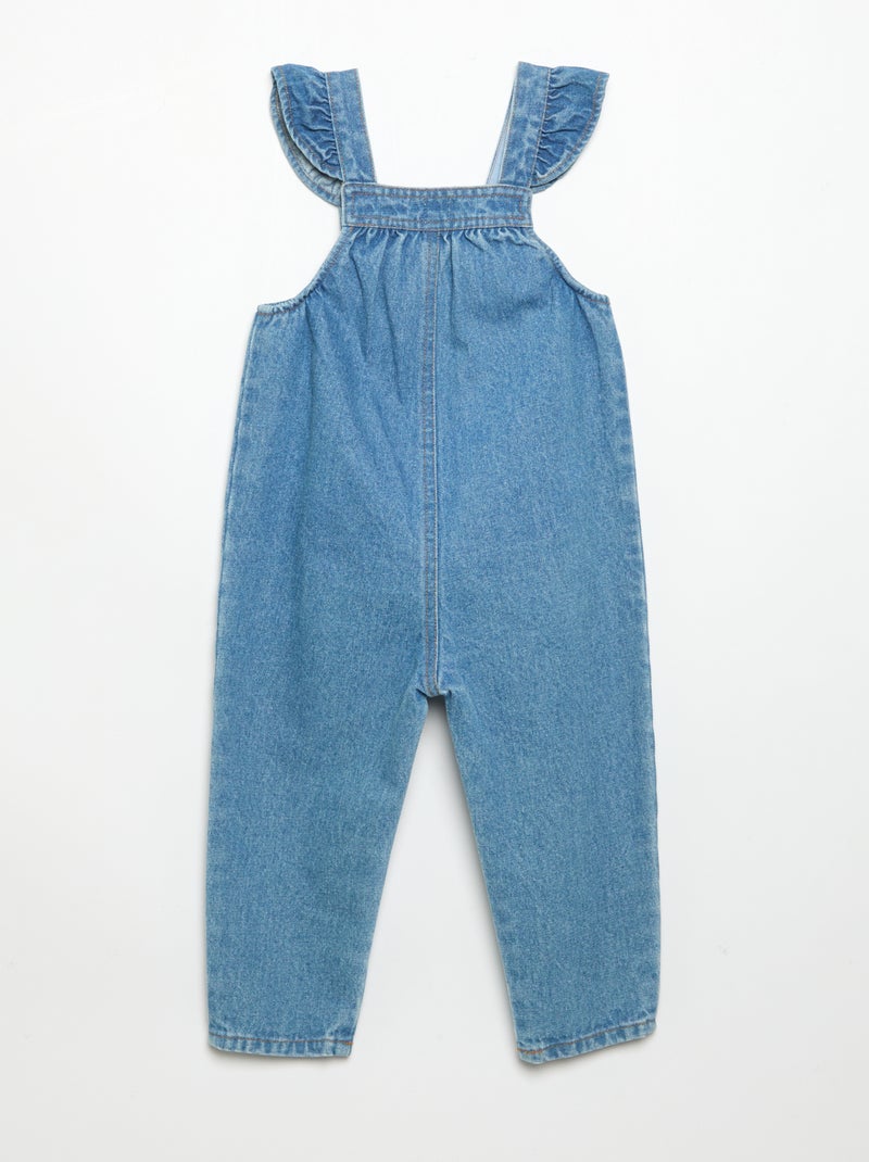 Salopette in denim con volant sulle spalline Blu - Kiabi