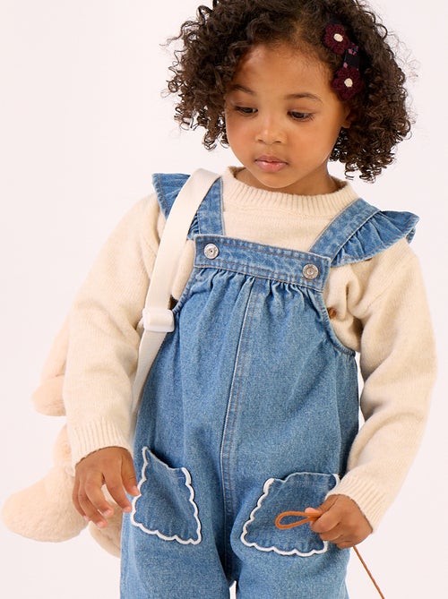 Salopette in denim con volant sulle spalline - Kiabi