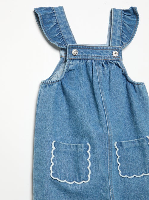 Salopette in denim con volant sulle spalline - Kiabi