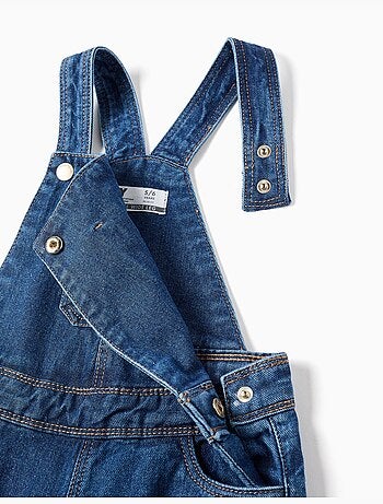Salopette in denim di cotone a gamba larga