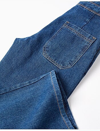 Salopette in denim di cotone a gamba larga