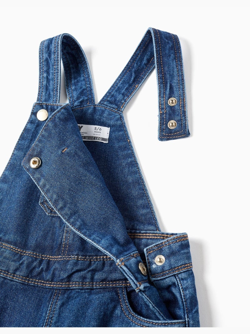 Salopette in denim di cotone a gamba larga Blu Blu - Kiabi