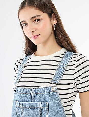 Salopette in denim dritta