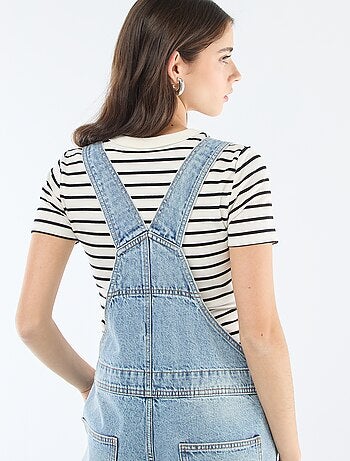 Salopette in denim dritta