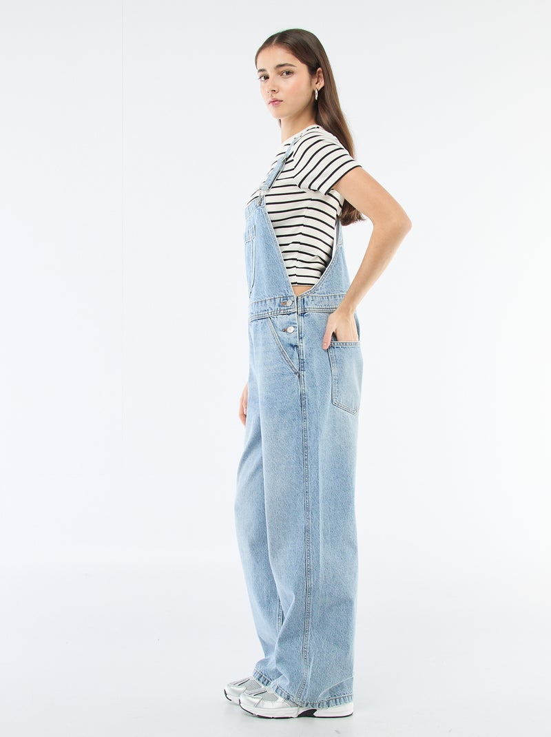 Salopette in denim dritta Blu - Kiabi