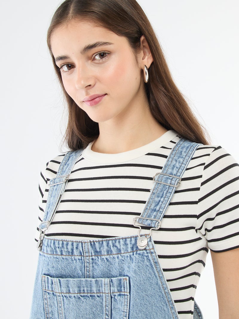 Salopette in denim dritta Blu - Kiabi