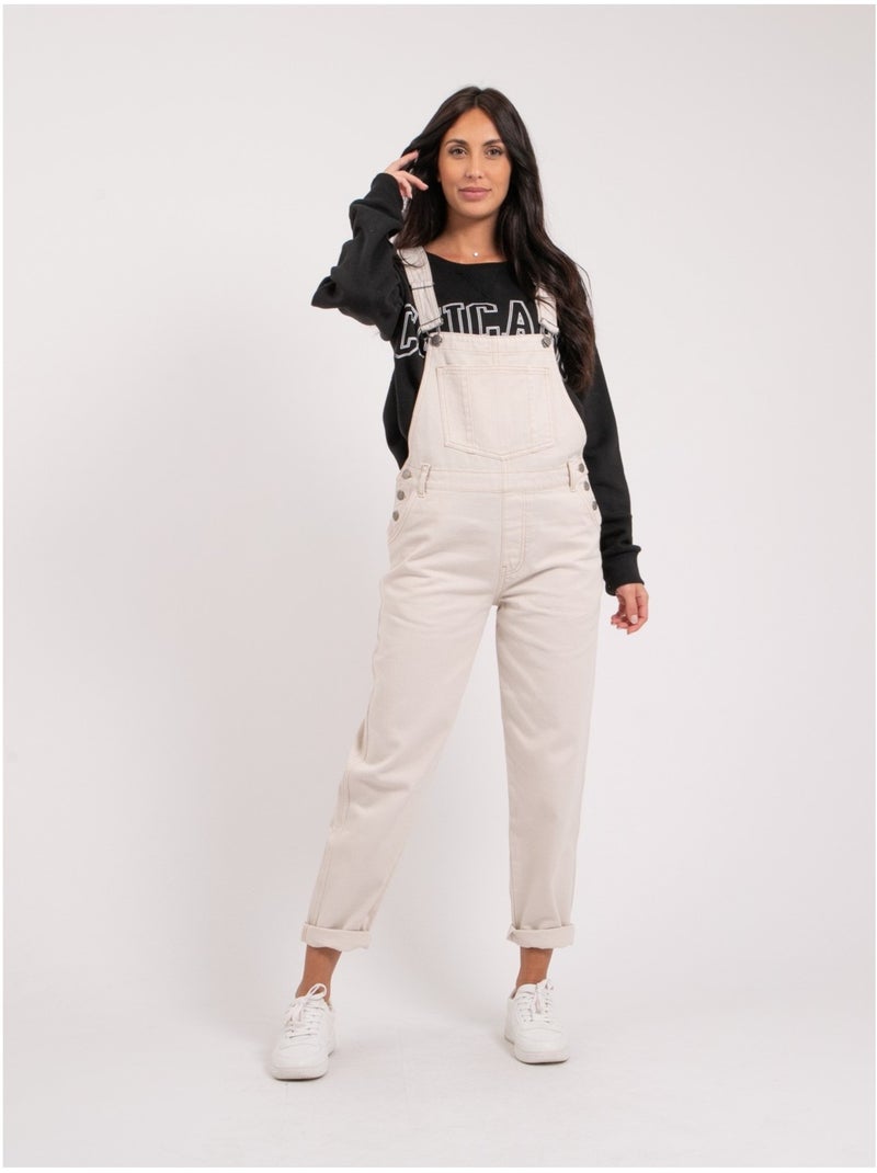 Salopette in denim ELVINE Ecru - Kiabi