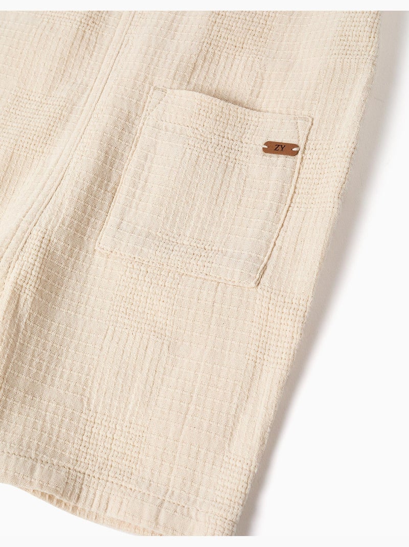 Salopette in dobby cotone with tasche Bianco - Kiabi