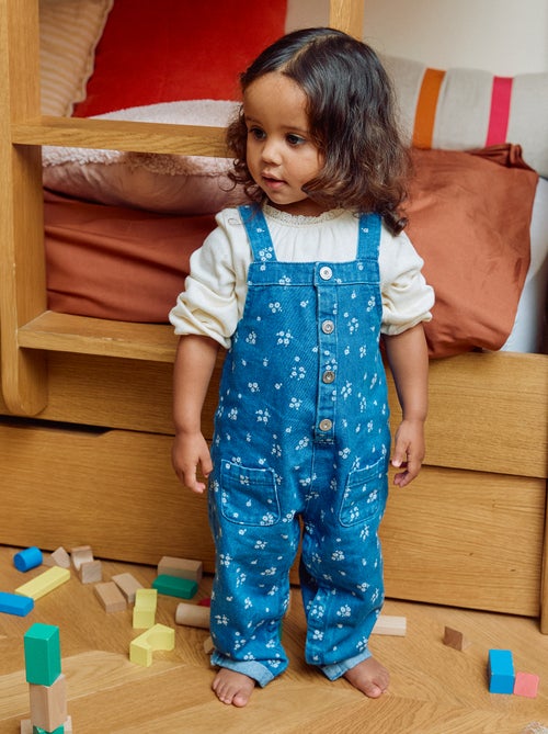 Salopette in jeans a fiori - Kiabi