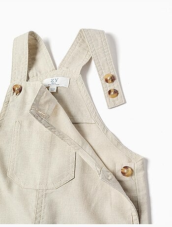 Salopette in lino e cotone con tasche