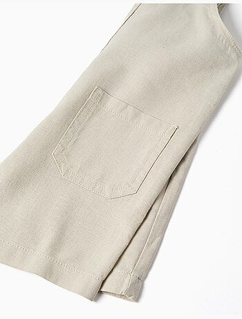 Salopette in lino e cotone con tasche