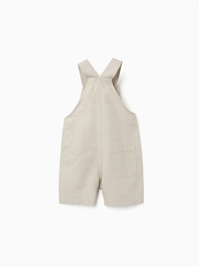 Salopette in lino e cotone con tasche Beige chiaro - Kiabi