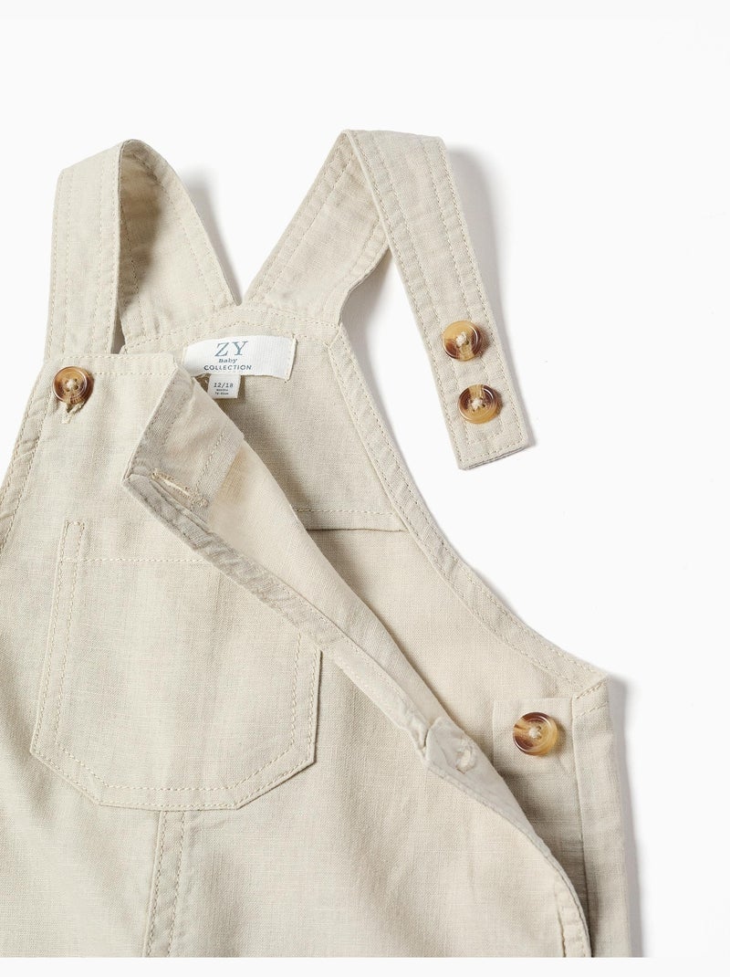 Salopette in lino e cotone con tasche Beige chiaro - Kiabi
