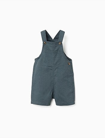 Salopette in lino e cotone con tasche