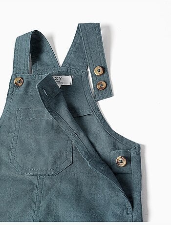 Salopette in lino e cotone con tasche