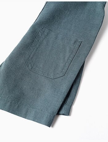 Salopette in lino e cotone con tasche