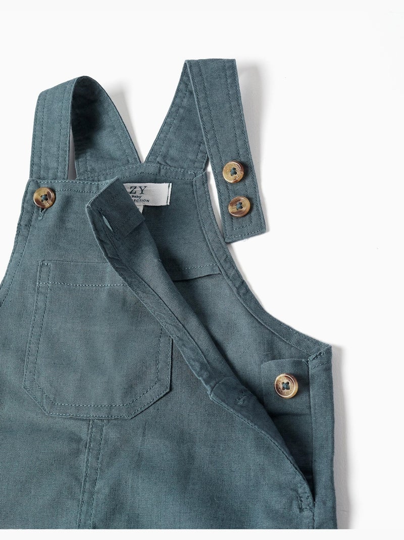 Salopette in lino e cotone con tasche Blu Blu - Kiabi